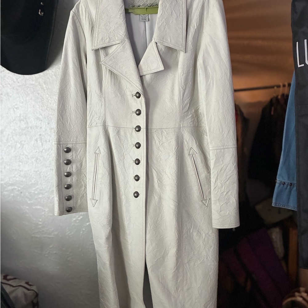 BB Dakota Cream Long Button-Front Trench Coat